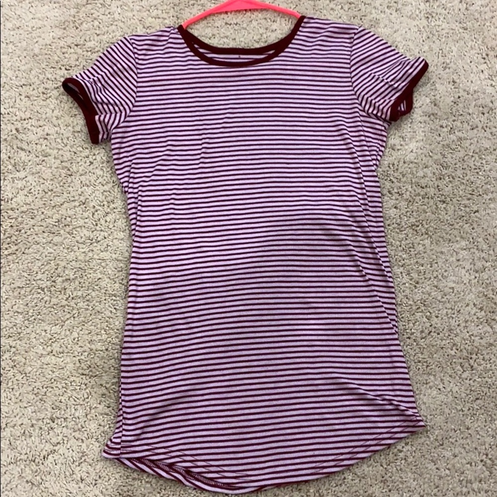Burgundy striped shirt
